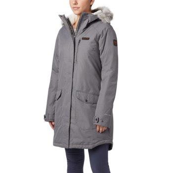 Dámské Bundy Columbia Suttle Mountain Long Insulated Šedé QWMPVR634